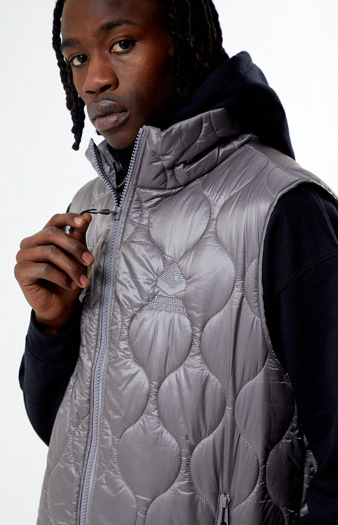 PacSun Gray Quilted Vest PacSun