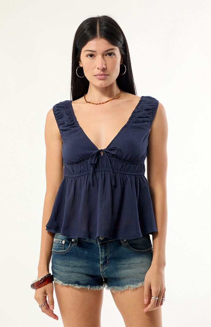 Edikted Bertha V-Neck Babydoll Top