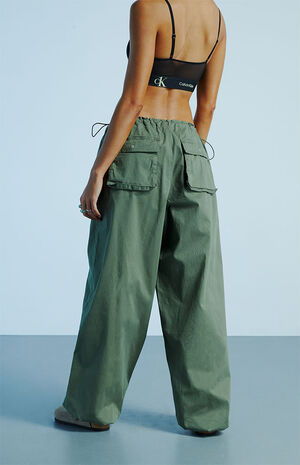 Olive Low Rise Parachute Pants image number 4