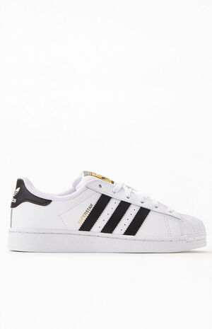 Kids White & Black Superstar Shoes image number 2