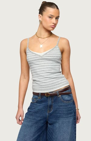 Layered Contrast Striped Tank Top image number 1