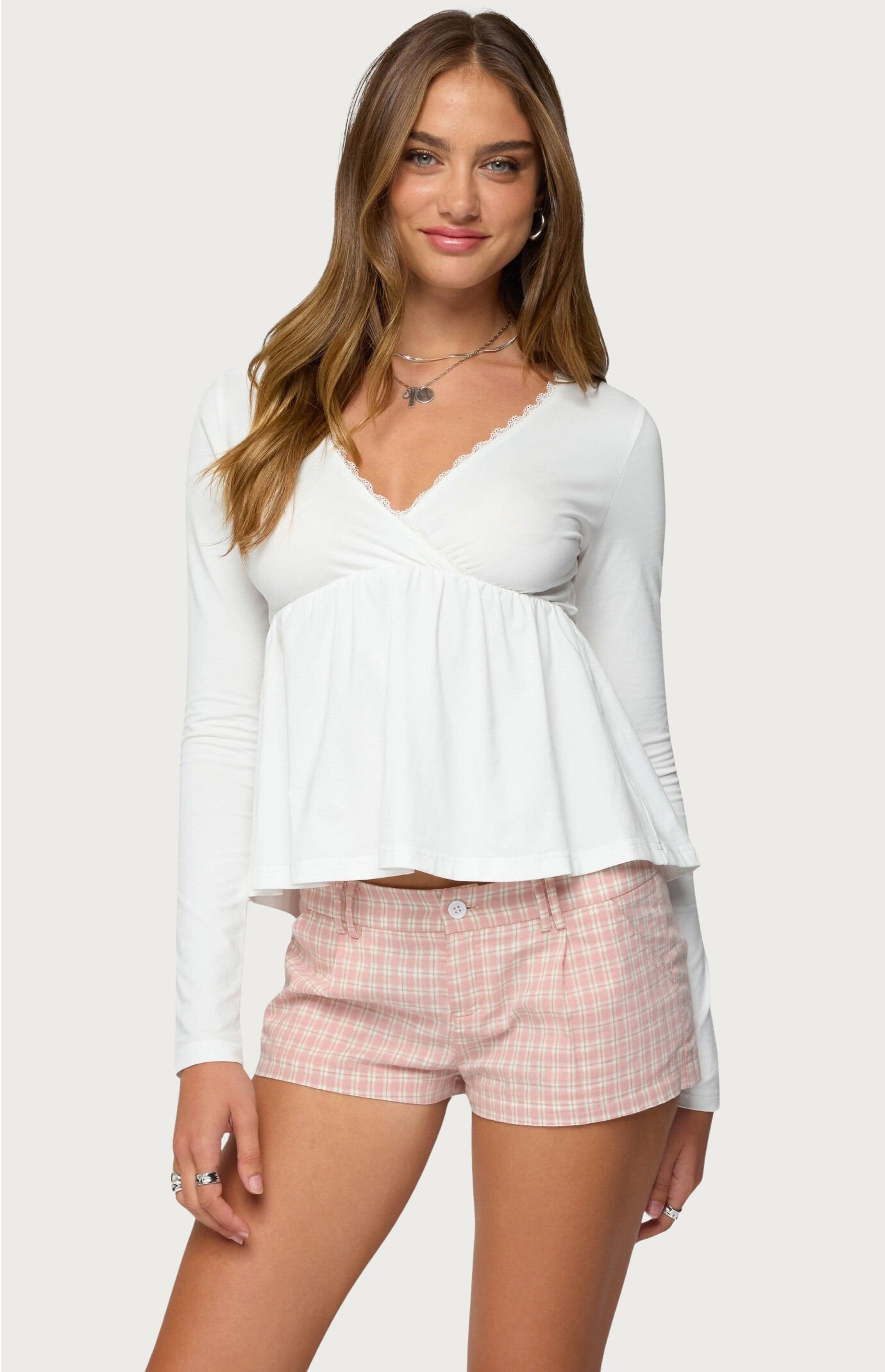 Edikted Kenzie Long Sleeve Babydoll Top