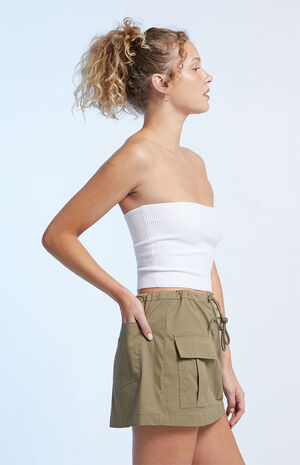 Olive Drawstring Cargo Mini Skirt image number 3