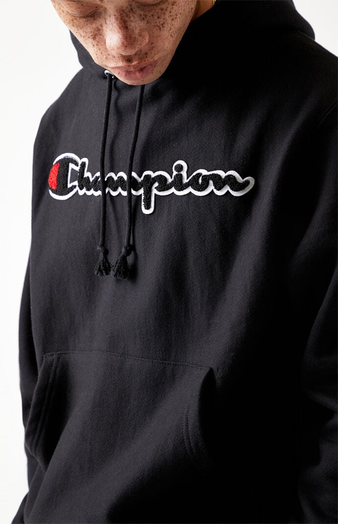 black champion script hoodie