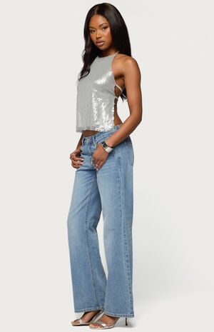 Itara Sequin Backless Halter Top image number 4