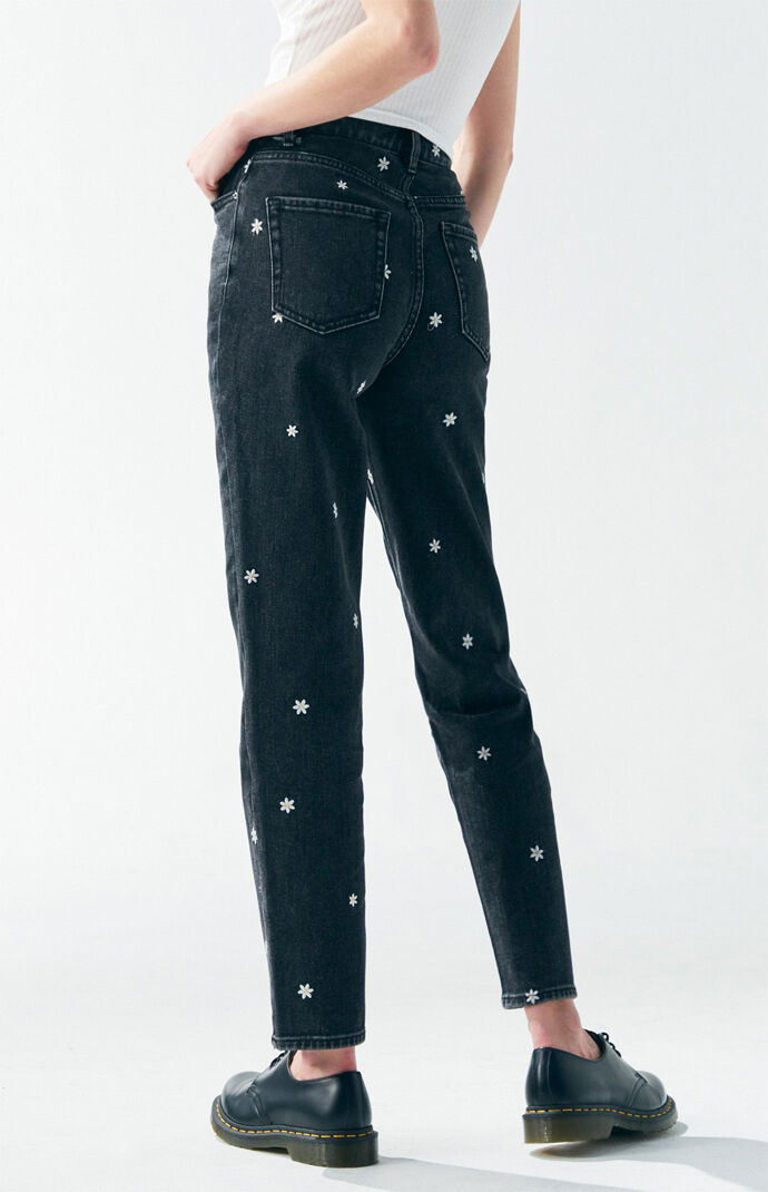 black flower jeans
