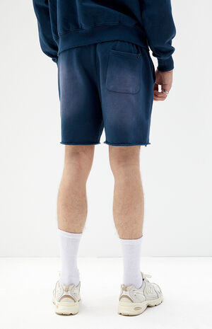 Navy Acid Wash Sweat Shorts image number 5
