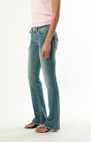 Becca Mid Rise Flap Bootcut Jeans image number 3