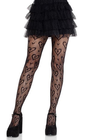 Double Heart Net Tights image number 1