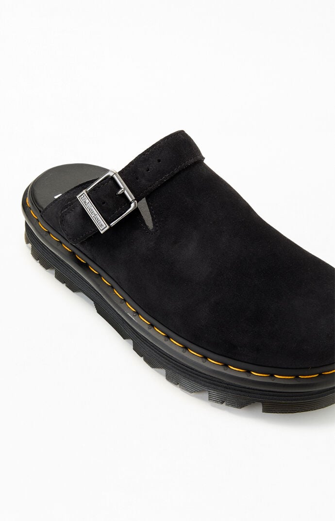 Dr Martens Black Zebzag Suede Slingback Platform Mules