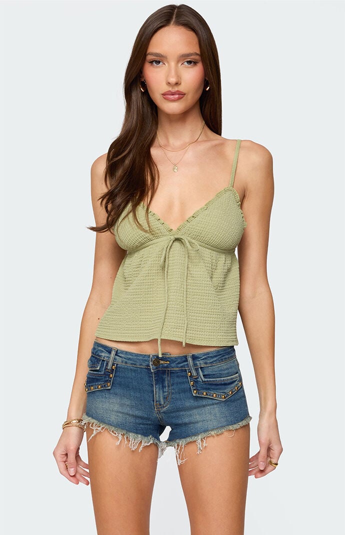 Edikted Brianne Textured Babydoll Tank Top | PacSun