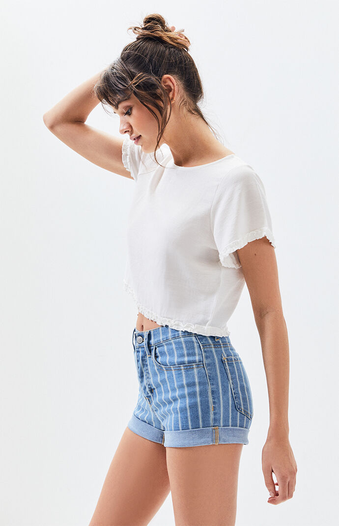 Short Sleeve Ruffle Woven Top