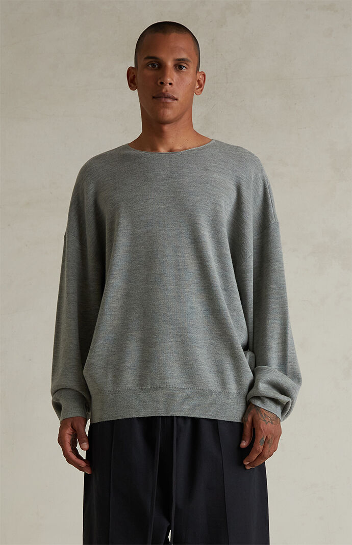 Fear of God ESSENTIALS Concrete Heather Merino Wool Crew Neck Sweater