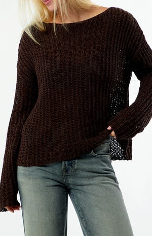 Chunky Open Knit Sweater image number 3