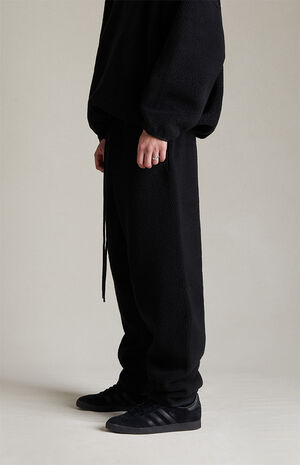 Jet Black Sherpa Polar Fleece Sweatpants image number 4