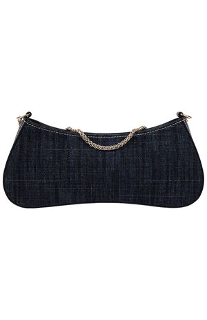 Top Zip Dark Denim Shoulder Bag image number 4