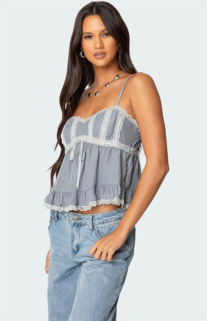 Edikted Lace Trim Babydoll Tank Top | Pacsun