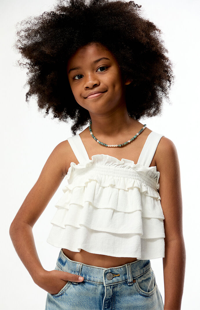 Pacsun Kids White Ruffle Tank Top