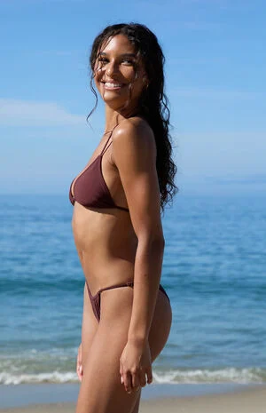 Brown Summer Ring Triangle Bikini Top image number 3