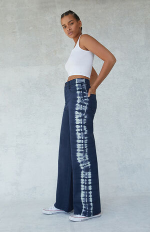 Eco Navy Tie Dye High Waisted Baggy Jeans Eco Navy Tie Dye High Waisted Baggy Jeans image number null