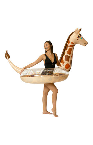 Inflatable 48" Jumbo Glitter Giraffe Pool Tube image number 1