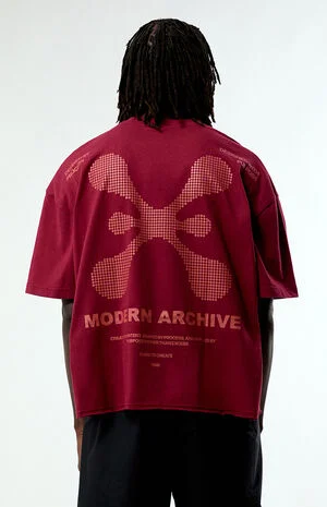 Red Modern Archive Cropped Boxy T-Shirt image number 2