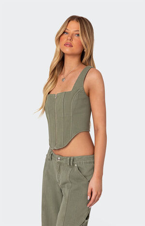 Lottie Washed Denim Zip Corset image number 3