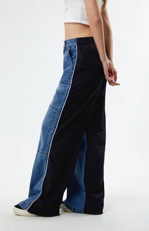 Denim Nylon Low Rise Baggy Track Pants image number 1