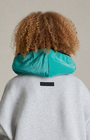 Essentials Light Heather Grey Mint Leaf Nylon Fleece Hoodie image number 5