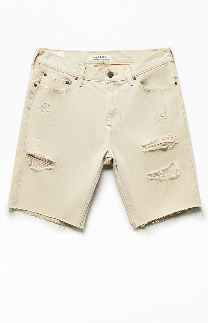 khaki denim shorts
