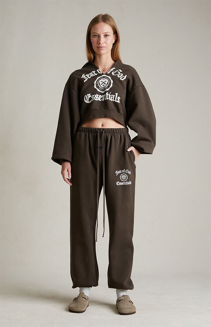 Fear of God Essentials Women s Brown Heavy Fleece Sweatpants PacSun