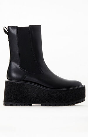 Women's Black Susan Faux Leather Lug Sole Chelsea Boots image number 1