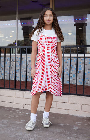 Red Gingham Sleeveless Dress image number 4