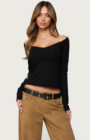 Nattie Off Shoulder V Neck Top image number 1