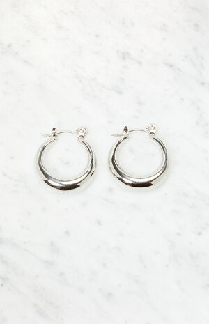 Silver Thick Hoop Earrings image number 1