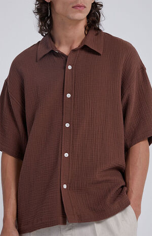 Brown Boxy Button Down Shirt image number 2