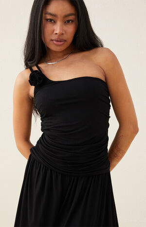 Charisa One Shoulder Rosette Mini Dress image number 3