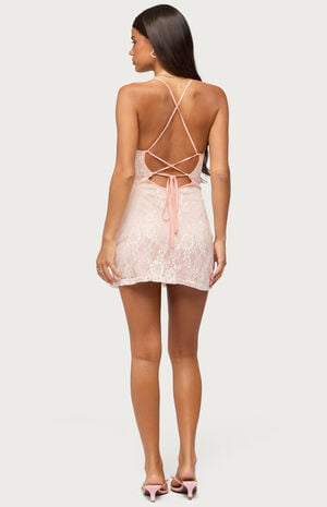 Vida Backless Sequin Lace Mini Dress image number 3