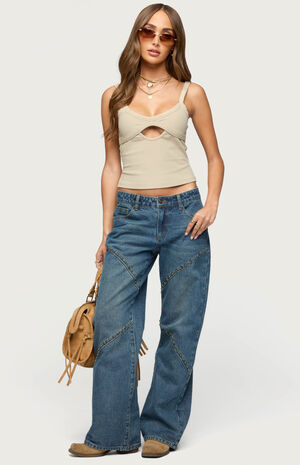 Charla Stud Low Rise Baggy Jeans image number 5