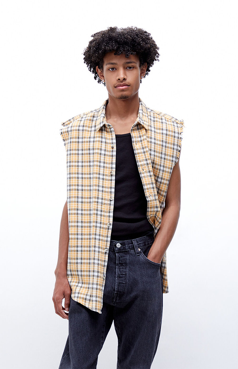 PacSun Sleeveless Plaid Shirt PacSun