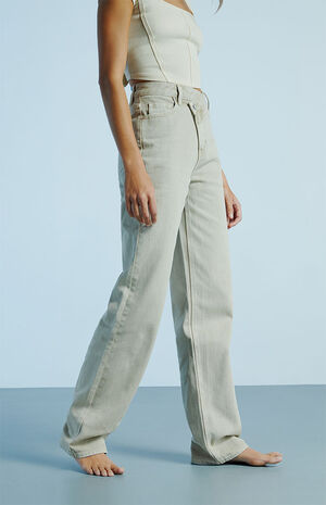Beige Asymmetrical Waistband '90s Boyfriend Jeans Beige Asymmetrical Waistband '90s Boyfriend Jeans image number 3