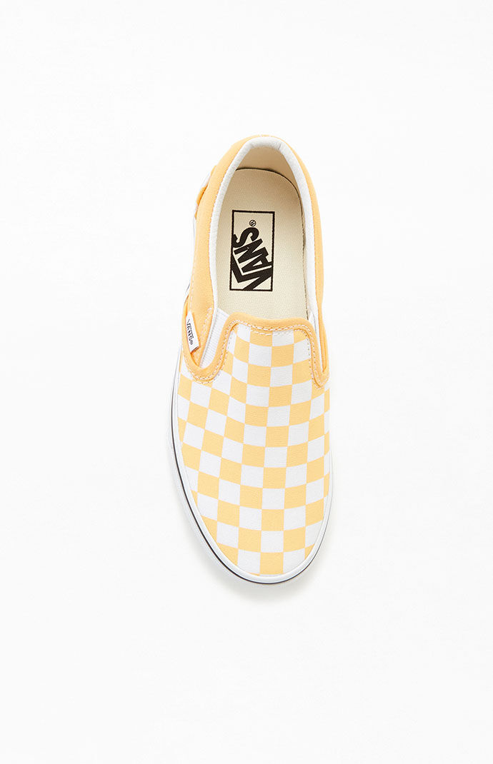 Vans Orange Checkered Classic Slip On Sneakers PacSun