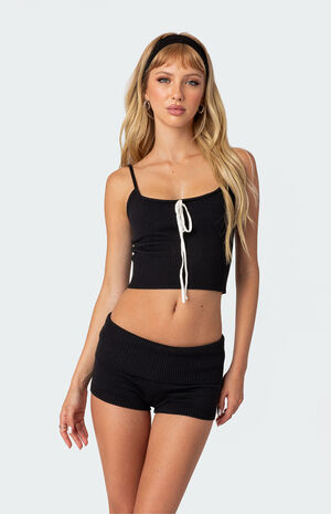 Don Tie Front Knit Tank Top image number 1