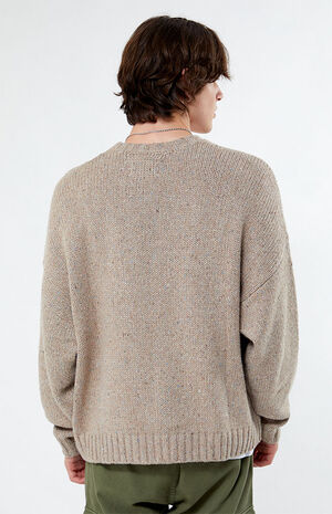 Tan Cropped Crew Sweater image number 4
