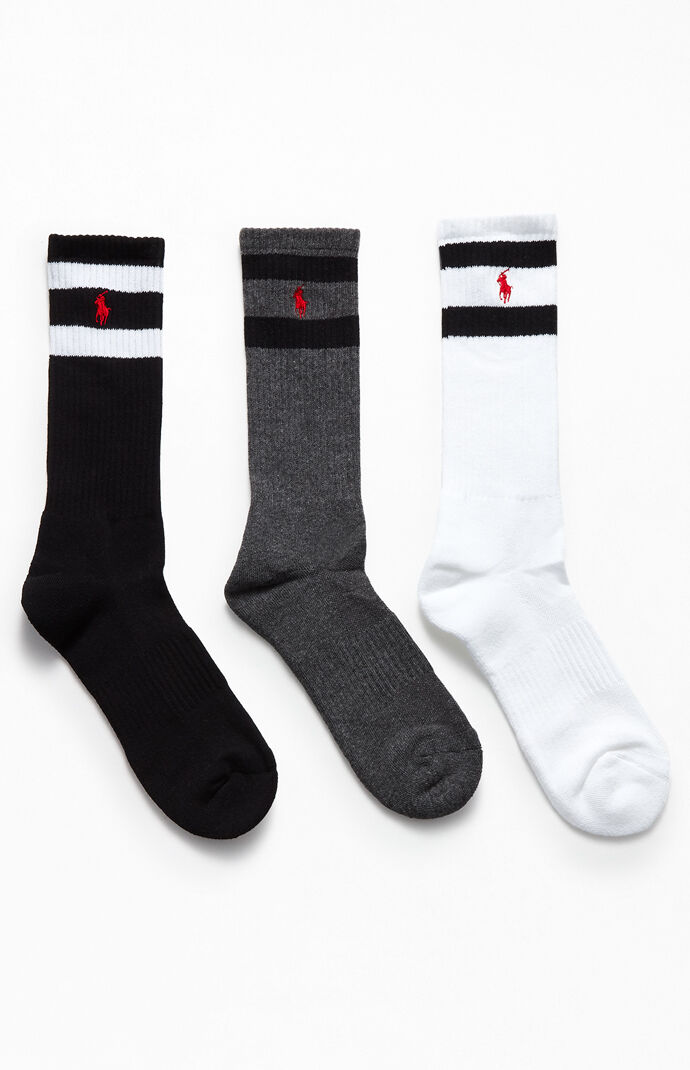 Three-Pack Striped Crew Socks