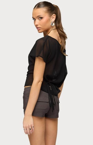 Noria Sheer Chiffon Off Shoulder Top image number 3