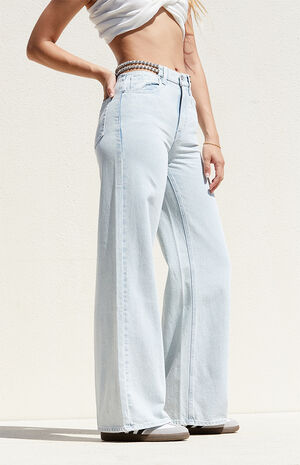 Light Indigo Sparkle Wide Leg Jeans image number 3