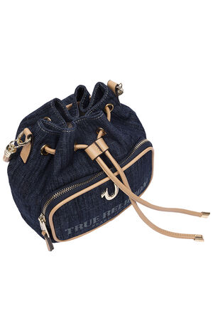 Bryce Denim and Faux Leather Bucket Bag image number 6