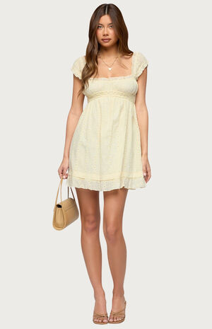 Eyelet Ruffle Babydoll Mini Dress image number 4
