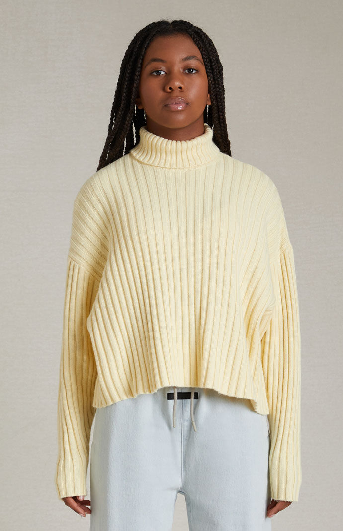 Yellow turtleneck sweater on sale